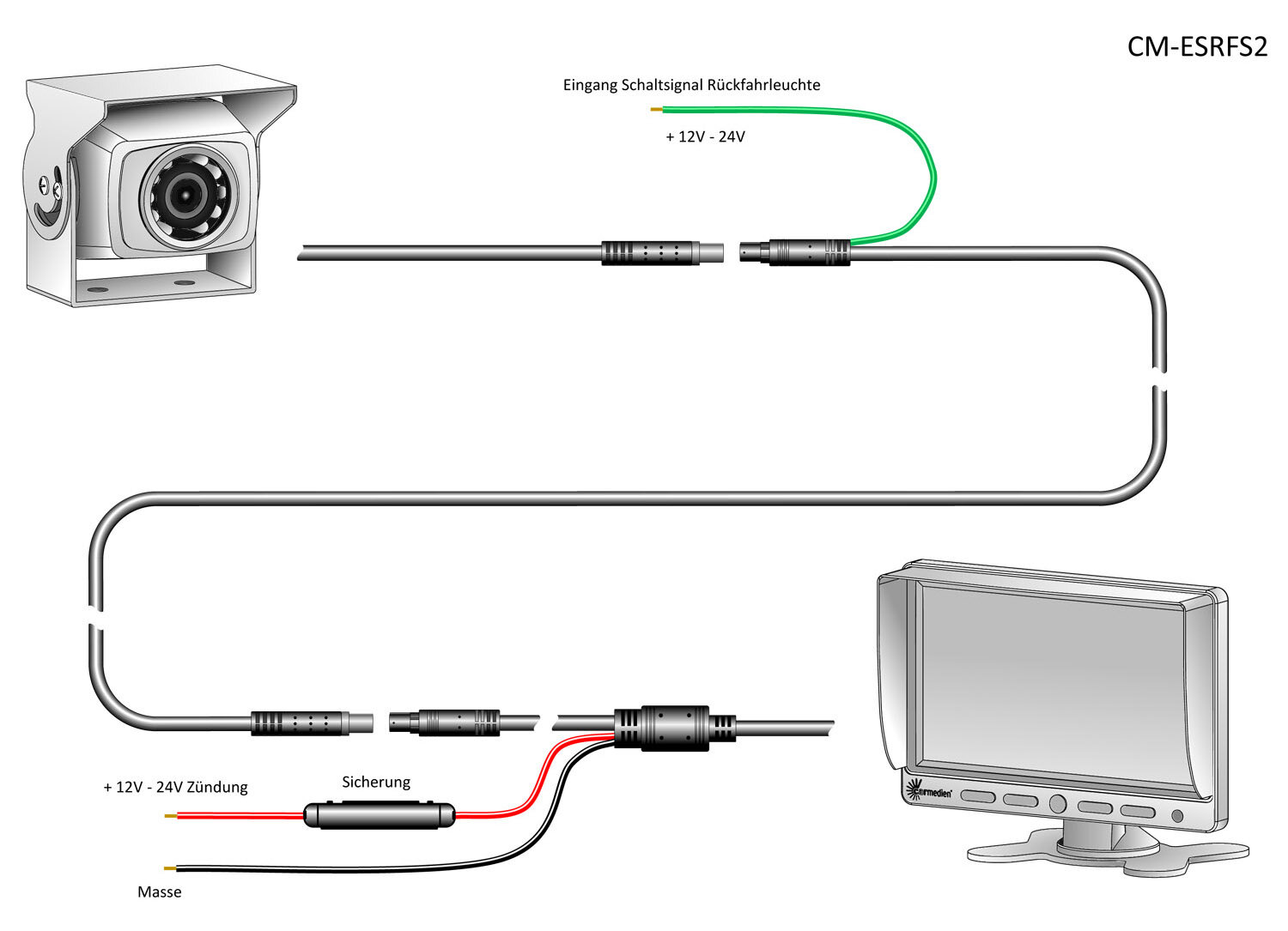 Anschluss 7 Zoll TFT Auto Monitor Rückfahrsystem...